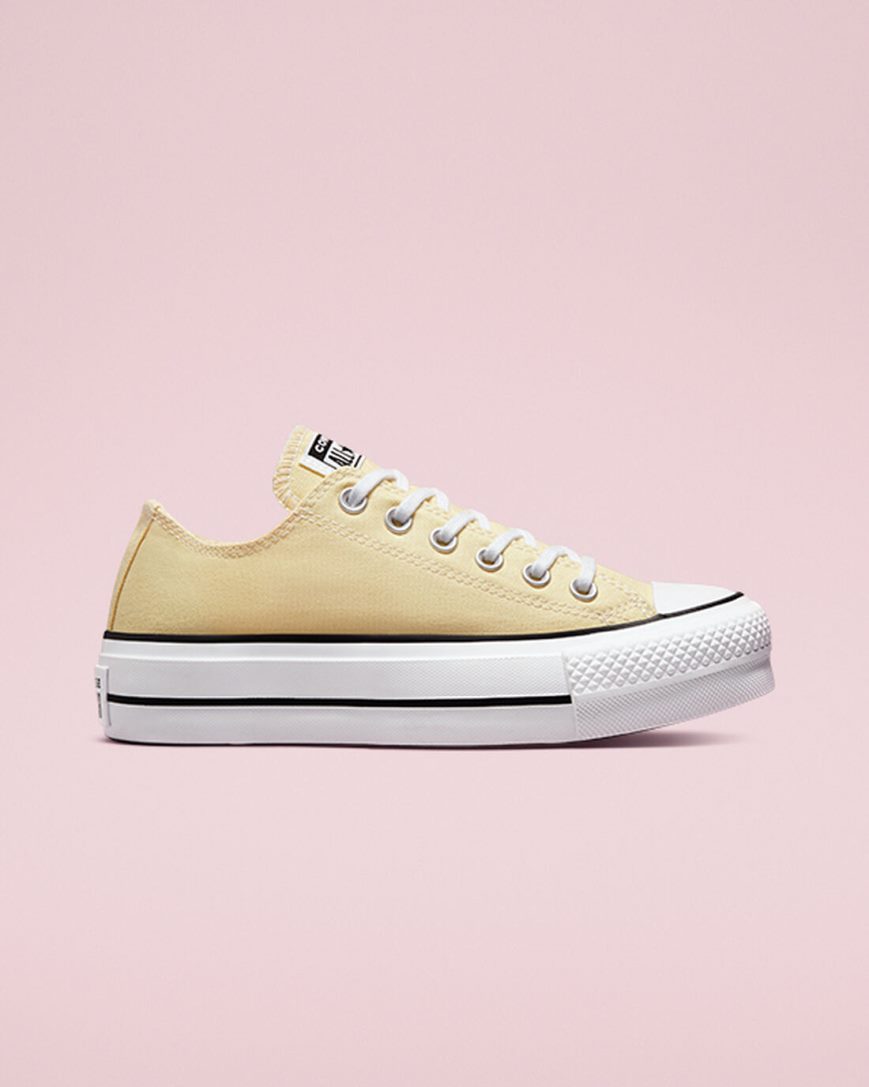 Pantofi Platforma Dama Converse Chuck Taylor All Star Lift Seasonal Color Low Top Lămâie Negrii Albi | RO HDI13F570